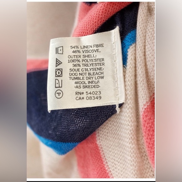 NWT LOFT Linen Blend Striped Open Front Cardigan | Lightweight Layering Top - Picture 4 of 4
